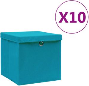 VidaXL Opbergboxen met deksels 10 st 28x28x28 cm babyblauw