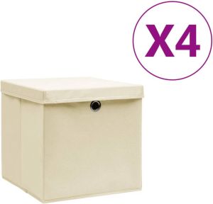 VidaXL Opbergboxen Met Deksels 4 St 28x28x28 Cm Crème