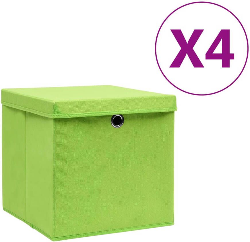VidaXL Opbergboxen met deksels 4 st 28x28x28 cm groen