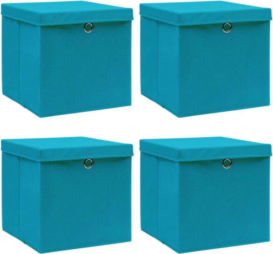 VidaXL Opbergboxen met deksels 4 st 32x32x32 cm stof babyblauw