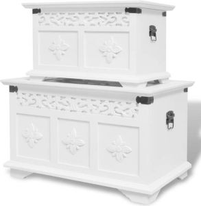 VidaXL Opbergkisten set wit 2 st
