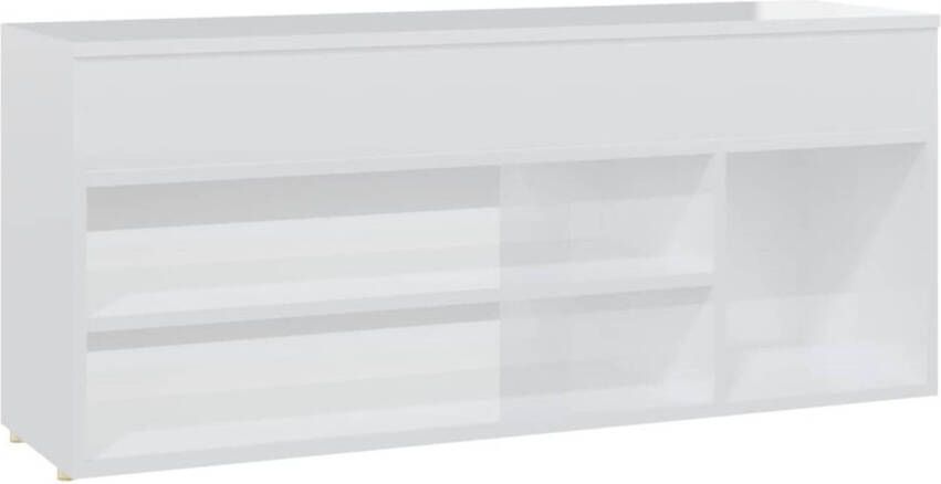 VidaXL Schoenenbank 105x30x45 cm spaanplaat hoogglans wit