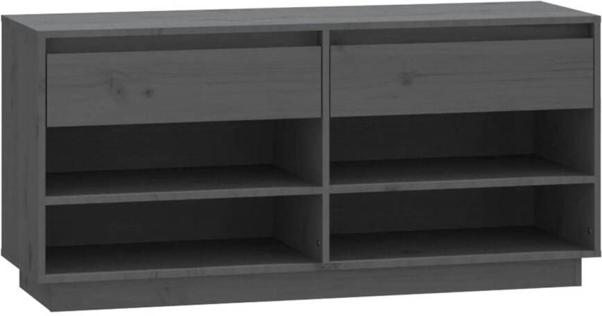 VidaXL Schoenenkast 110x34x52 cm massief grenenhout grijs