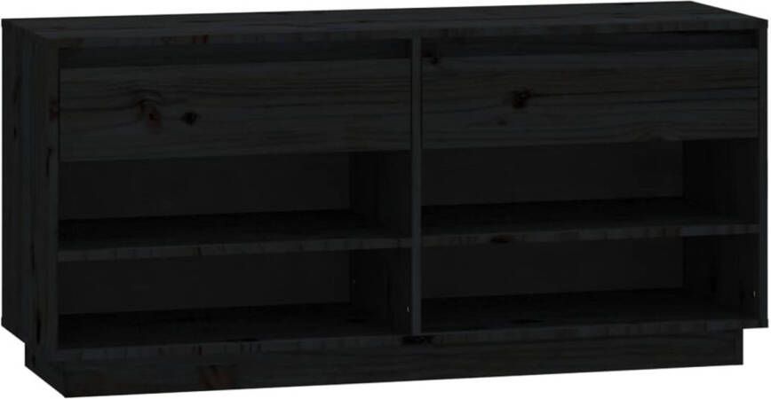 VidaXL Schoenenkast 110x34x52 cm massief grenenhout zwart