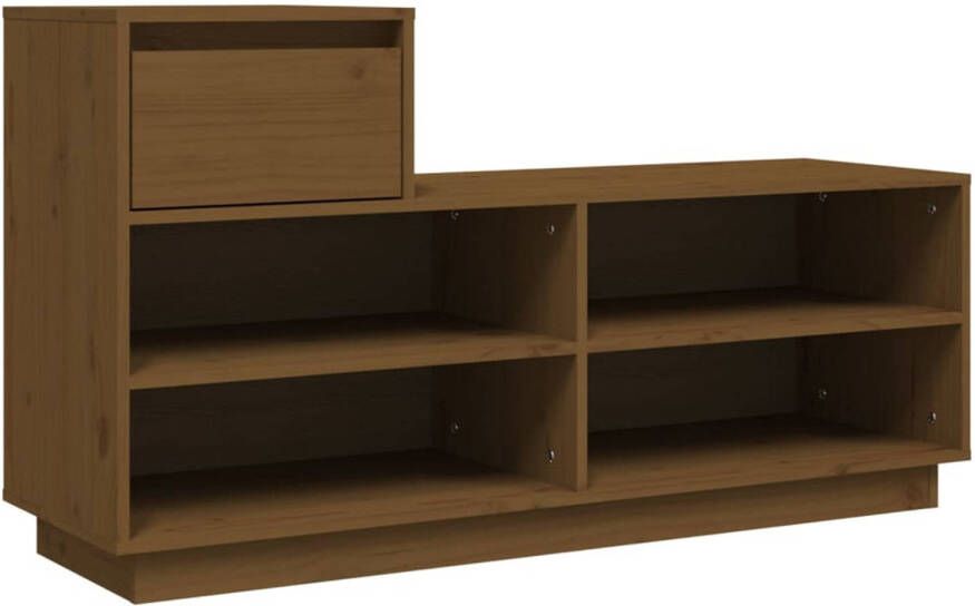 VidaXL Schoenenkast 110x34x61 cm massief grenenhout honingbruin