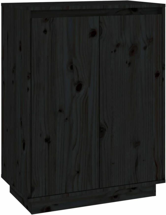 VidaXL Schoenenkast 60x35x80 cm massief grenenhout zwart