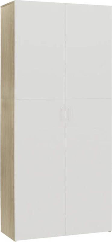 VidaXL Schoenenkast 80x35 5x180cm bewerkt hout wit sonoma eikenkleurig