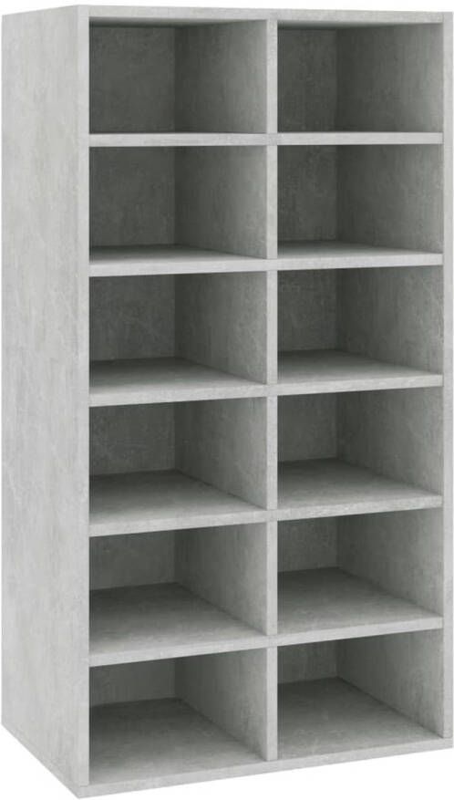 VidaXL Schoenenrek 54x34x100 5 cm bewerkt hout betongrijs
