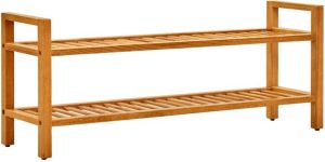 VidaXL Schoenenrek met 2 schappen 100x27x40 cm massief eikenhout