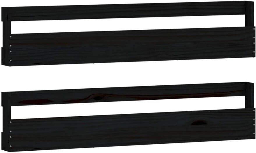 VidaXL Schoenenrekken 2 st 110x9x23 cm massief grenenhout zwart