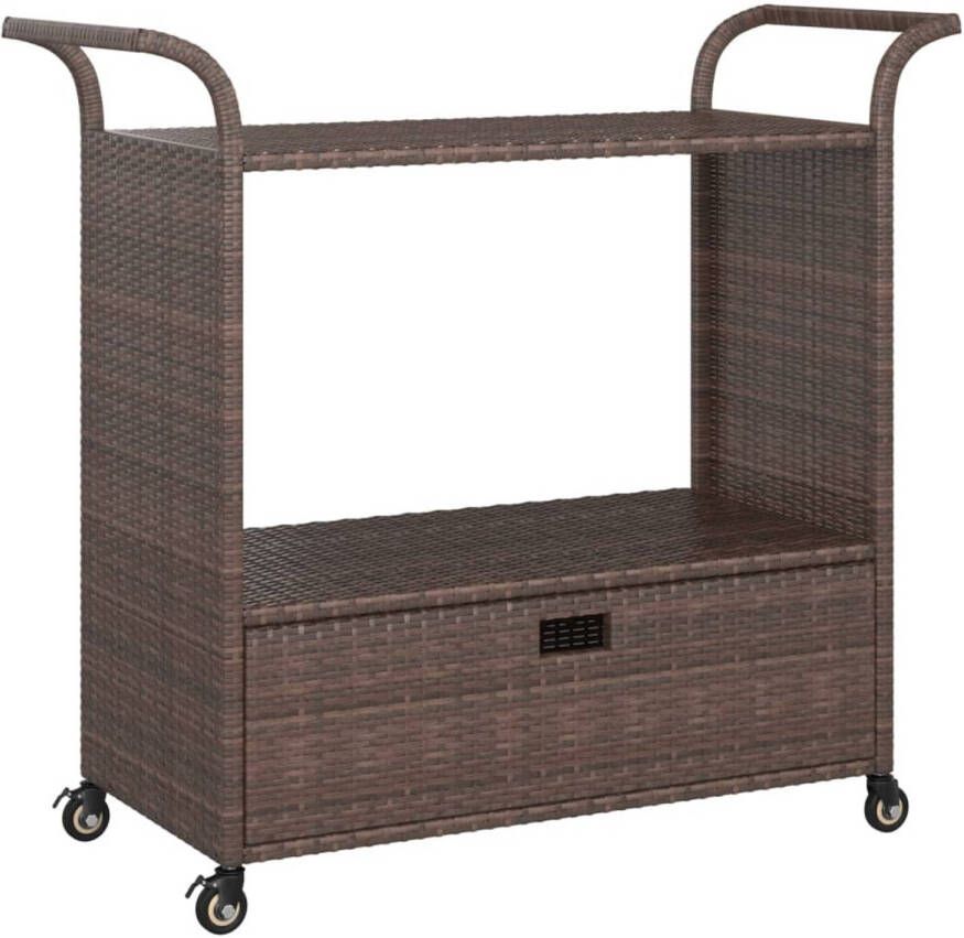 VidaXL Serveerwagen met lade 100x45x97 cm poly rattan bruin