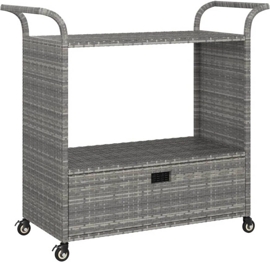 VidaXL Serveerwagen met lade 100x45x97 cm poly rattan grijs