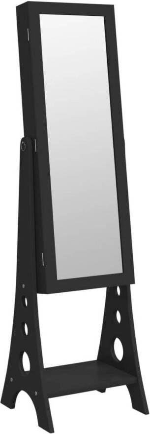 VidaXL Sieradenkast met spiegel en LED-verlichting vrijstaand zwart