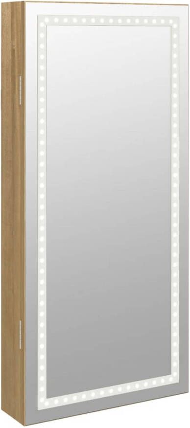 VidaXL Sieradenkast met spiegel en LED wandgemonteerd