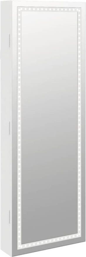 VidaXL Sieradenkast met spiegel en LED wandgemonteerd wit