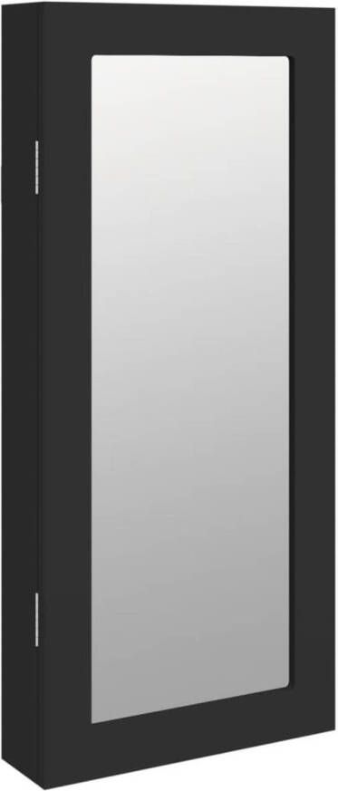 VidaXL Sieradenkast met spiegel wandgemonteerd 30x8 5x67 cm zwart