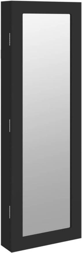 VidaXL Sieradenkast met spiegel wandgemonteerd 30x8 5x90 cm zwart