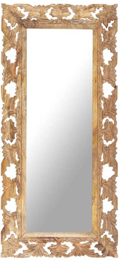 VidaXL Spiegel handgesneden 110x50 cm massief mangohout bruin