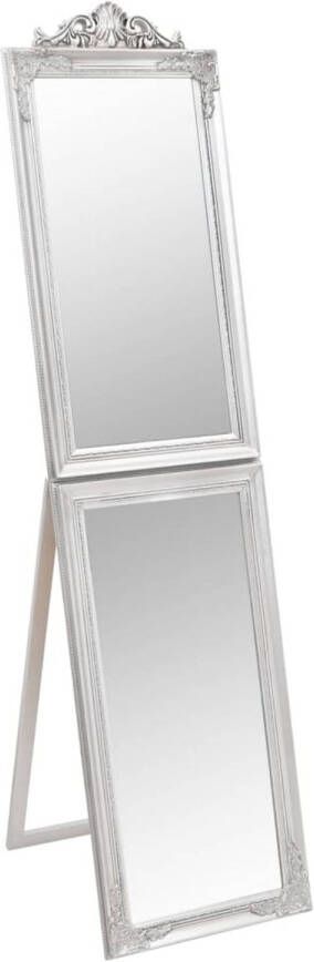 VidaXL Spiegel vrijstaand 45x180 cm wit zilverkleurig