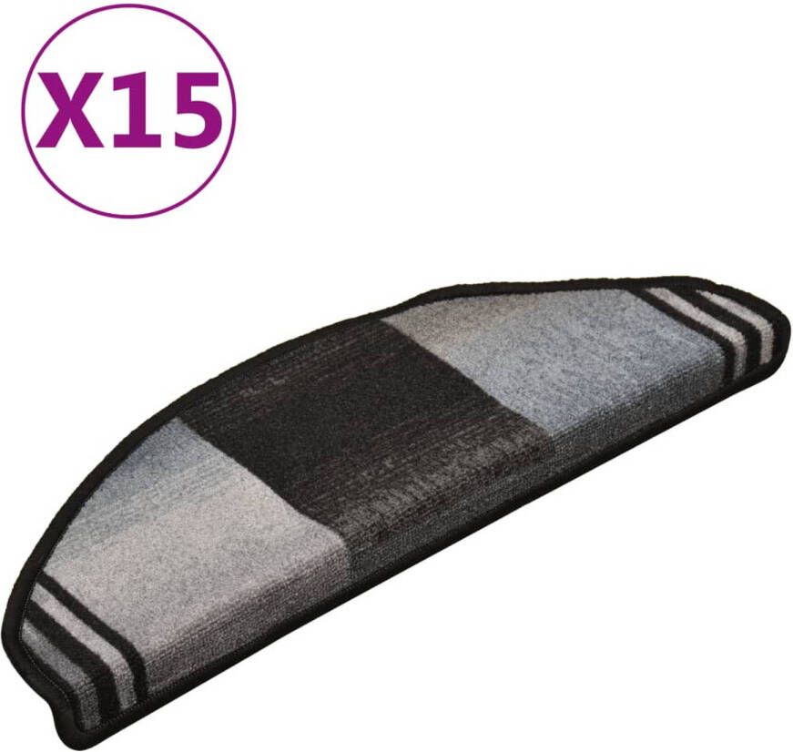 VidaXL Trapmatten zelfklevend 15 st 65x21x4 cm zwart en grijs