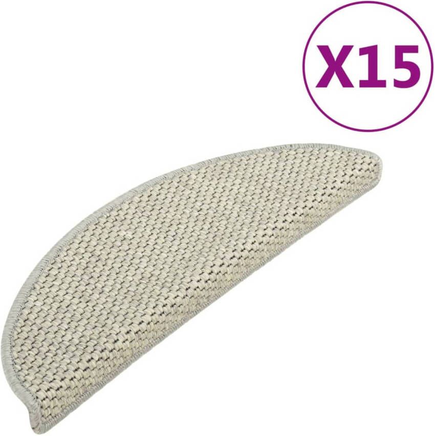 VidaXL Trapmatten zelfklevend 15 st sisal-look 56x17x3 cm grijs