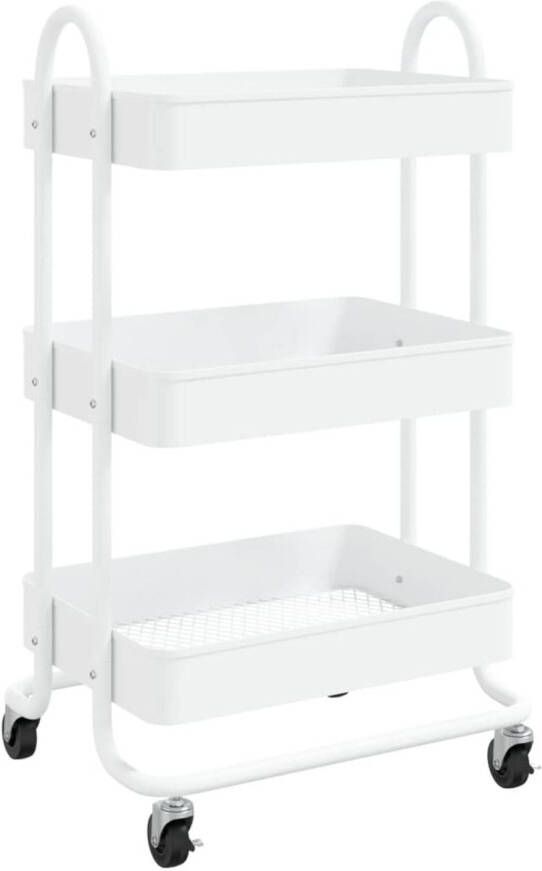 VidaXL Trolley 3-laags 43x34x79 cm staal wit