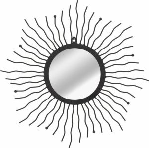 VidaXL Tuin wandspiegel sunburst 60 cm zwart