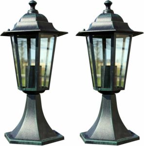 VidaXL Tuinlampen 2 St Aluminium Donkergroen zwart