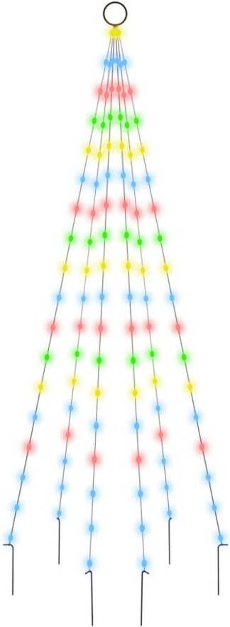 VidaXL Vlaggenmast kerstboom 108 LED&apos;s meerkleurig 180 cm