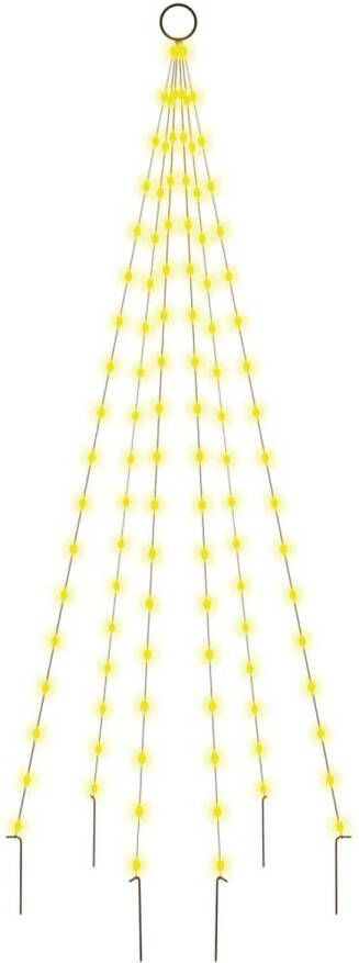 VidaXL Vlaggenmast kerstboom 108 LED&apos;s warmwit 180 cm