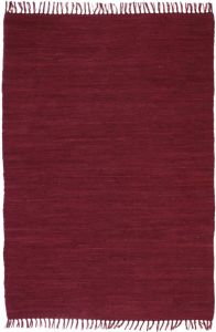VidaXL Vloerkleed Chindi Handgeweven 120x170 Cm Katoen Bordeauxrood