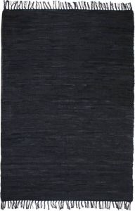 VidaXL Vloerkleed Chindi handgeweven 190x280 cm leer zwart