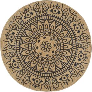 VidaXL Vloerkleed Handgemaakt Met Donkerblauwe Print 120 Cm Jute
