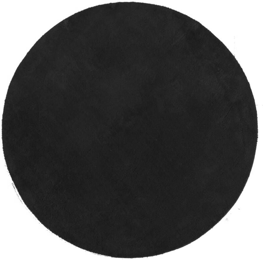 VidaXL Vloerkleed laagpolig zacht en wasbaar Ø 200 cm zwart