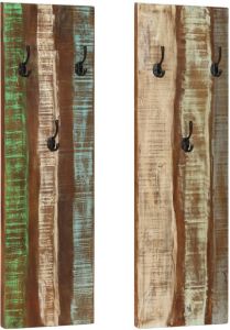 VidaXL Wandkapstokken 2 St 36x3x110 Cm Massief Gerecycled Hout