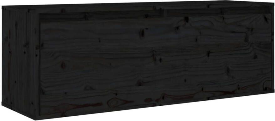 VidaXL Wandkast 100x30x35 cm massief grenenhout zwart