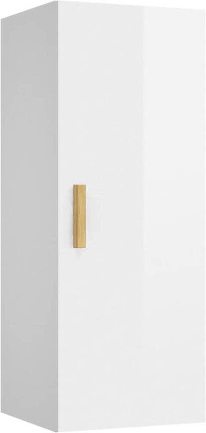 VidaXL Wandkast 34 5x34x90 cm bewerkt hout hoogglans wit