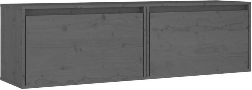 VidaXL Wandkasten 2 st 60x30x35 cm massief grenenhout grijs