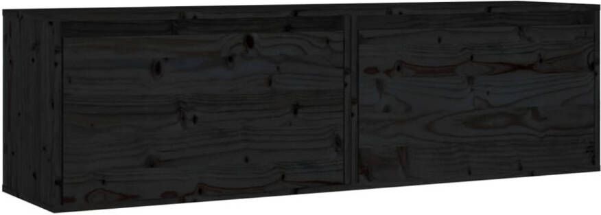 VidaXL Wandkasten 2 st 60x30x35 cm massief grenenhout zwart