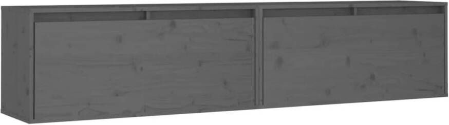 VidaXL Wandkasten 2 st 80x30x35 cm massief grenenhout grijs