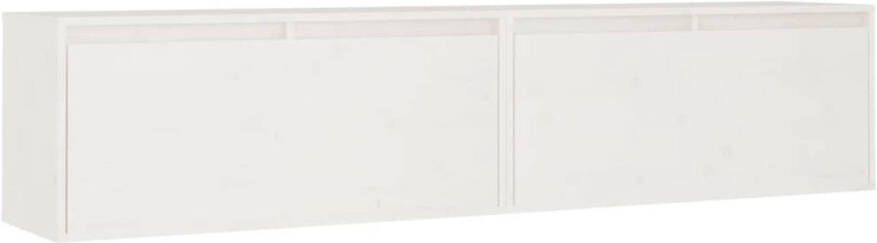 VidaXL Wandkasten 2 st 80x30x35 cm massief grenenhout wit