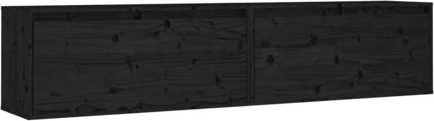 VidaXL Wandkasten 2 st 80x30x35 cm massief grenenhout zwart