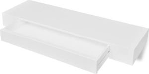 VidaXL Wandplank voor boeken dvd&apos;s met lade zwevend wit