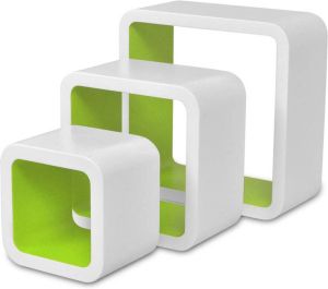 VidaXL Wandplanken kubus 6 st wit en groen