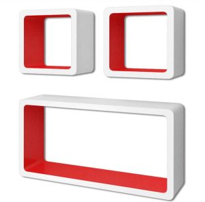 VidaXL Wandplanken kubus 6 st wit en rood