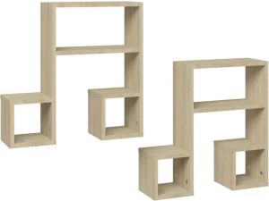 VidaXL Wandschappen 2 St 50x15x50 Cm Spaanplaat Sonoma Eikenkleurig