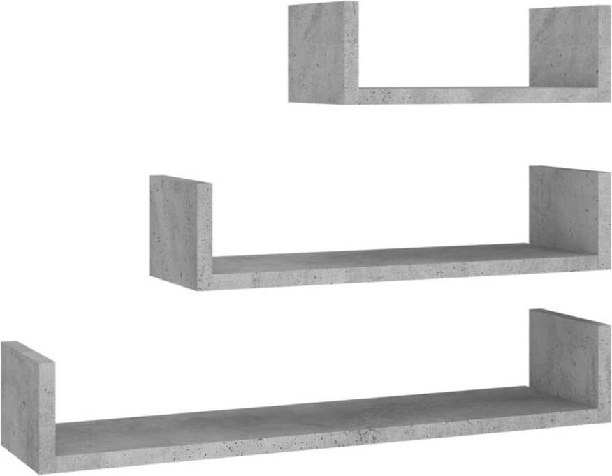 VidaXL Wandschappen 3 st bewerkt hout betongrijs
