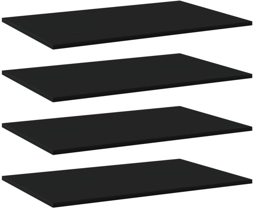 VidaXL Wandschappen 4 st 80x50x1 5 cm spaanplaat zwart