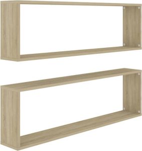 VidaXL Wandschappen Kubus 2 St 100x15x30 Cm Spaanplaat Sonoma Eiken