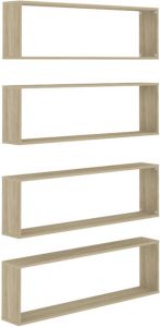 VidaXL Wandschappen kubus 4 st 100x15x30 cm spaanplaat sonoma eiken
